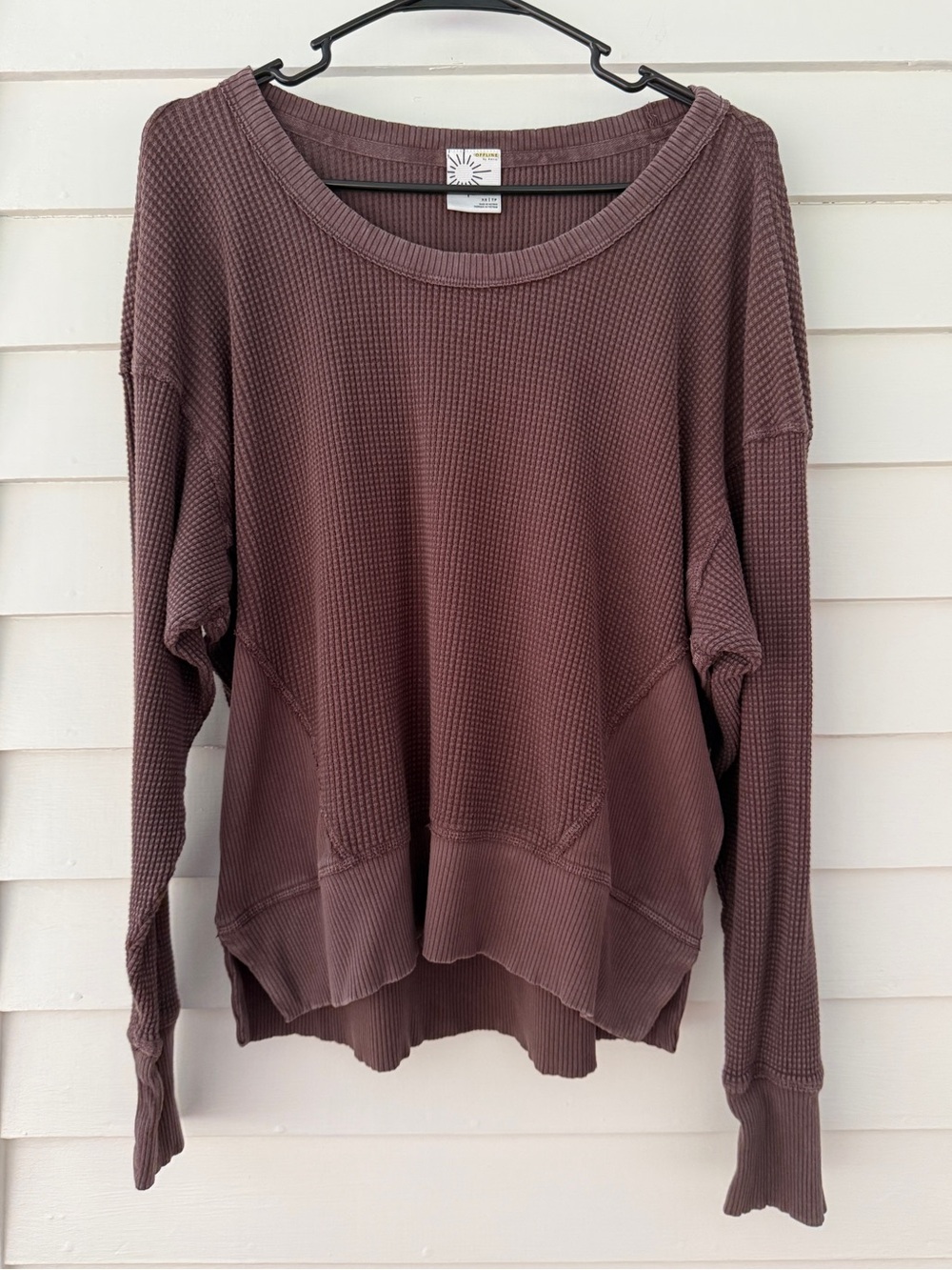 Aerie OFFLINE | Brown Waffle Knit Top Size XS